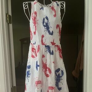 J. Crew Women's Midi Dress - Red and Blue Lobster Print